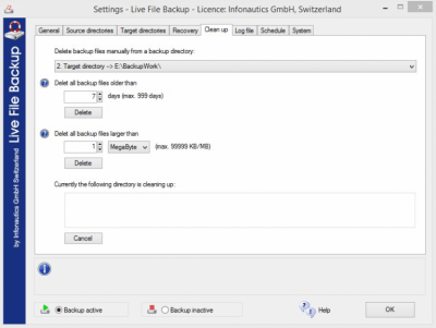 Screenshot of the application Live File Backup - #4