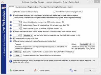 Screenshot of the application Live File Backup - #6