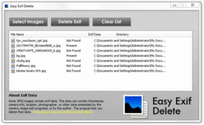 Screenshot of the application Easy Exif Delete - #1