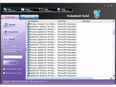 Screenshot of the application Uninstall Gold - #1