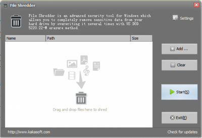 Screenshot of the application Free File Shredder - #1