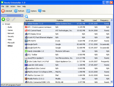 Screenshot of the application Handy Uninstaller - #1