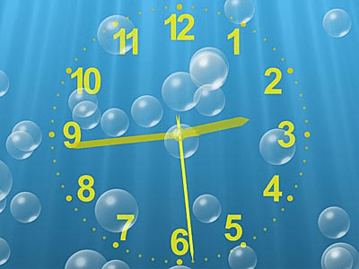 Screenshot of the application Underwater Clock Bubbles Screensaver - #1