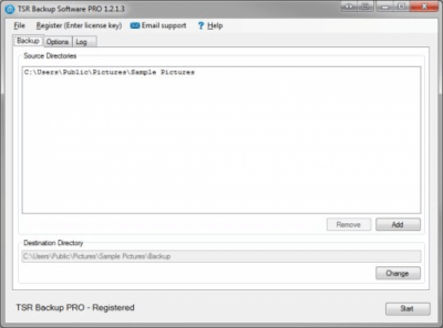 Screenshot of the application TSR Backup Pro - #1