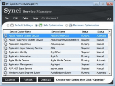 Screenshot of the application Synei Service Manager - #1