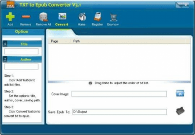 Screenshot of the application TXT to Epub Converter - #1