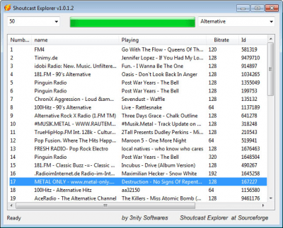 Screenshot of the application Shoutcast Explorer - #1