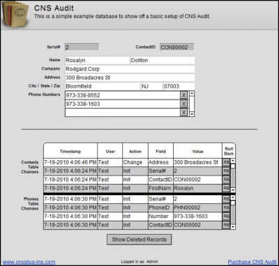 Screenshot of the application CNS Audit - #1