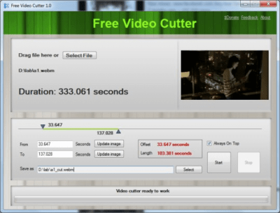 Screenshot of the application Free Video Cutter - #1