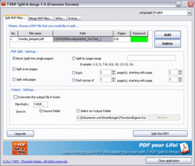 Screenshot of the application 7-PDF Split And Merge Portable - #1