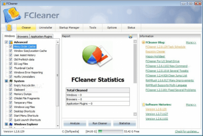 Screenshot of the application FCleaner Portable - #1