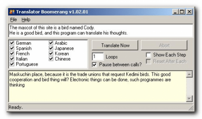 Screenshot of the application Google Translator Boomerang - #2