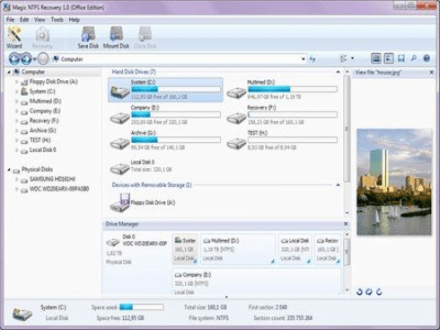 Screenshot of the application Magic NTFS Recovery - #1