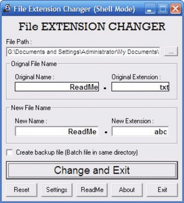 Screenshot of the application File Extension Changer Portable - #1