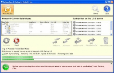 Screenshot of the application Outlook Sync &amp; Backup - #2