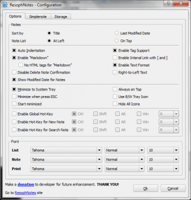 Screenshot of the application ResophNotes - #5