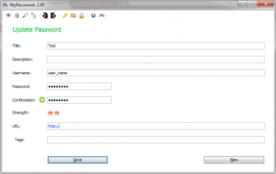 Screenshot of the application MyPasswords - #1