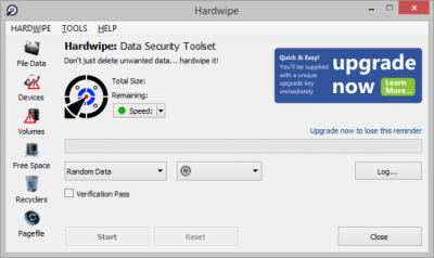 Screenshot of the application Hardwipe - #1