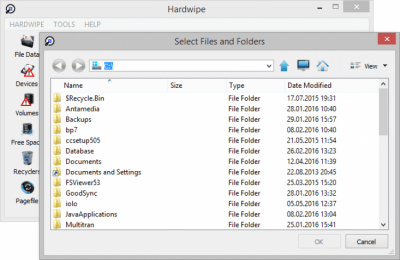 Screenshot of the application Hardwipe - #5