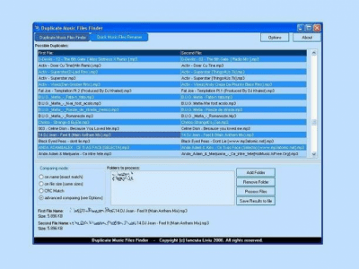 Screenshot of the application Duplicate Music Files Finder - #3