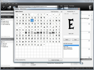 Screenshot of the application NexusFont - #1