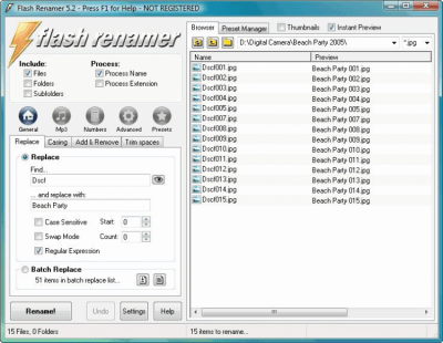 Screenshot of the application Flash Renamer Portable - #1