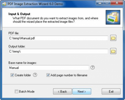 Screenshot of the application PDF Image Extraction Wizard Portable - #2