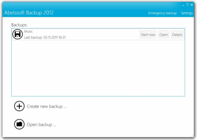 Screenshot of the application Abelssoft Backup - #1