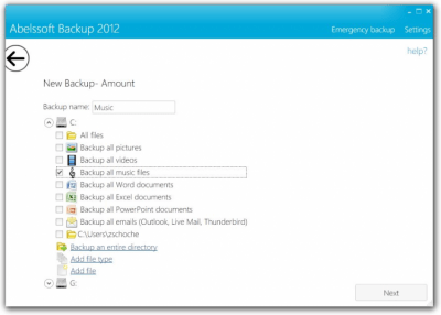 Screenshot of the application Abelssoft Backup - #2