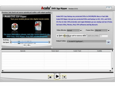 Screenshot of the application Acala DVD 3GP Ripper - #1