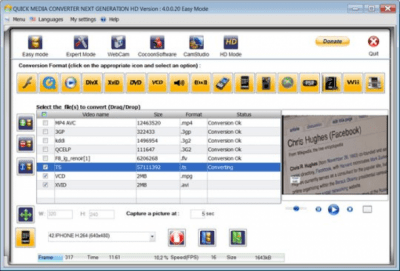 Screenshot of the application Quick Media Converter HD - #1