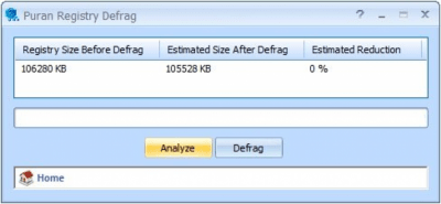 Screenshot of the application Puran Registry Defrag - #1