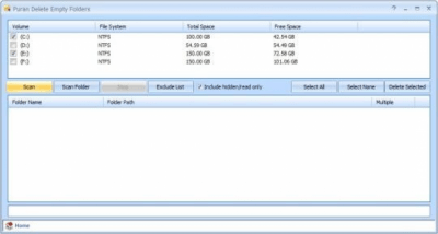 Screenshot of the application Puran Delete Empty Folders - #1