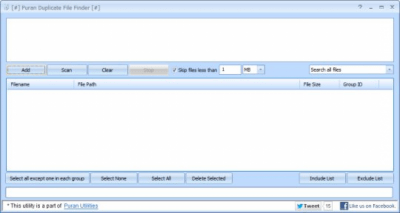 Screenshot of the application Puran Duplicate File Finder - #1