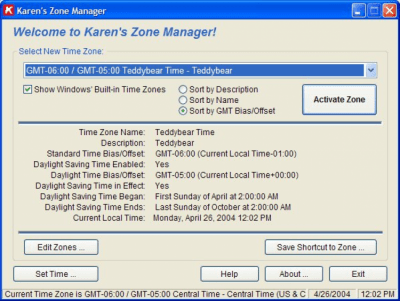 Screenshot of the application Zone Manager - #1