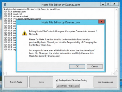 Screenshot of the application Hosts File Editor - #1