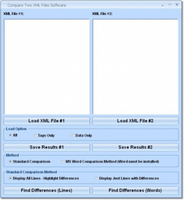 Screenshot of the application Compare Two XML Files - #1