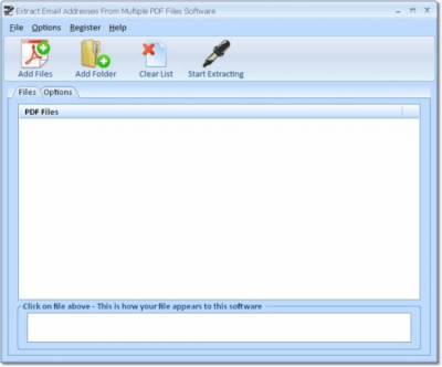 Screenshot of the application Extract Email Addresses From Multiple PDF Files - #1