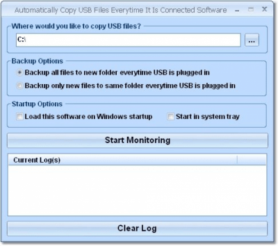 Screenshot of the application Automatically Copy USB Files When Connected - #1