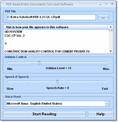 Screenshot of the application PDF Read Entire Documents Out Loud - #1
