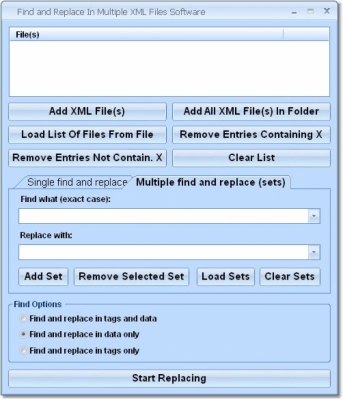 Screenshot of the application Find and Replace In Multiple XML Files - #1