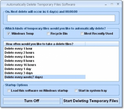 Screenshot of the application Automatically Delete Temporary Files - #1