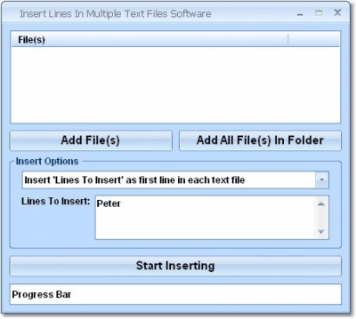 Screenshot of the application Insert Lines In Multiple Text Files - #1