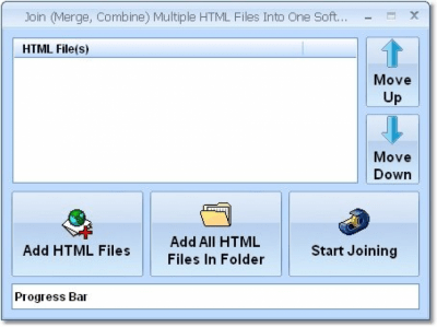 Screenshot of the application Join (Merge, Combine) Multiple HTML Files Into One - #1