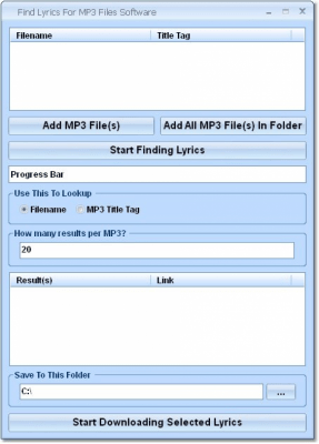 Screenshot of the application Find Lyrics For MP3 Files - #1