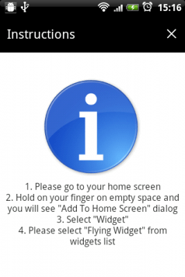 Screenshot of the application Flying Widgets - #3