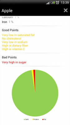 Screenshot of the application Nutritional value - #4