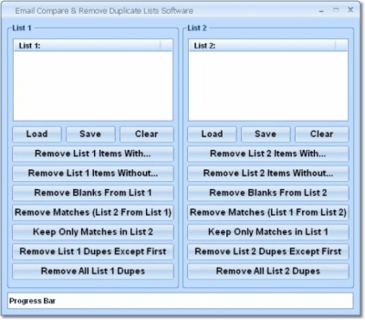 Screenshot of the application Email Compare & Remove Duplicate Lists - #1