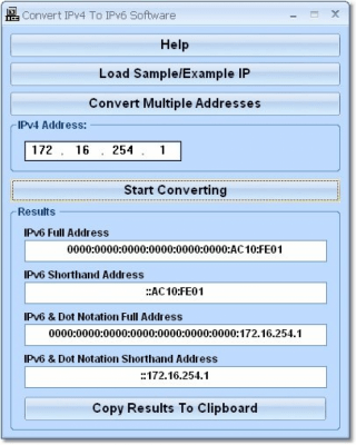 Screenshot of the application Convert IPv4 To IPv6 - #1