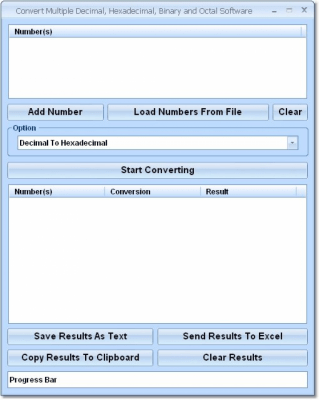 Screenshot of the application Convert Multiple Decimal, Hexadecimal, Binary and Octal - #1